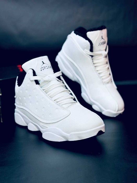мужские зимние кроссовки jordan white на меху  красовки супер теплые