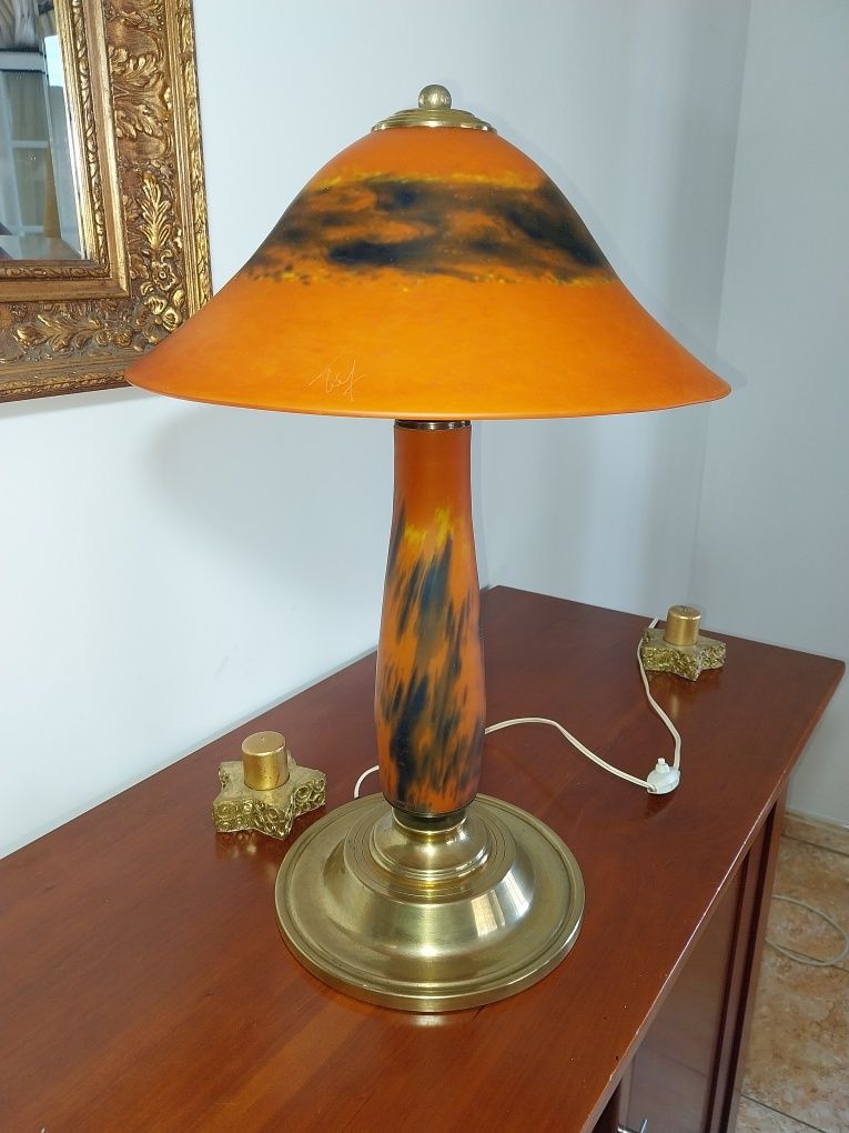 Candeeiro antigo de mesa em cristal assinado