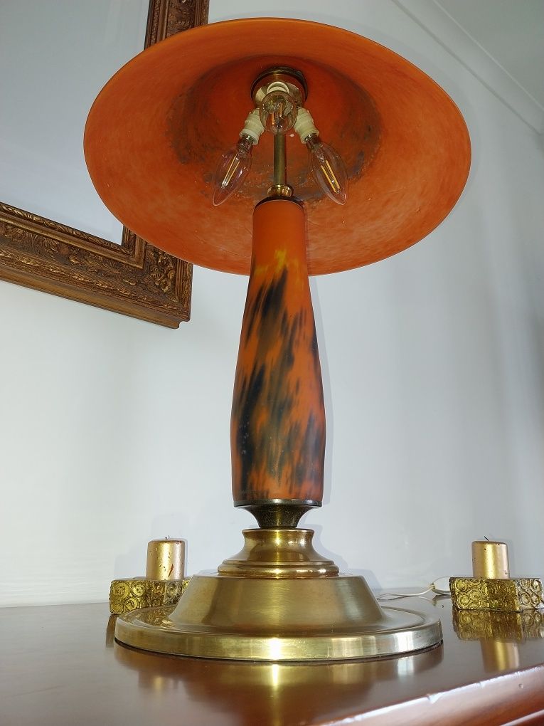 Candeeiro antigo de mesa em cristal assinado
