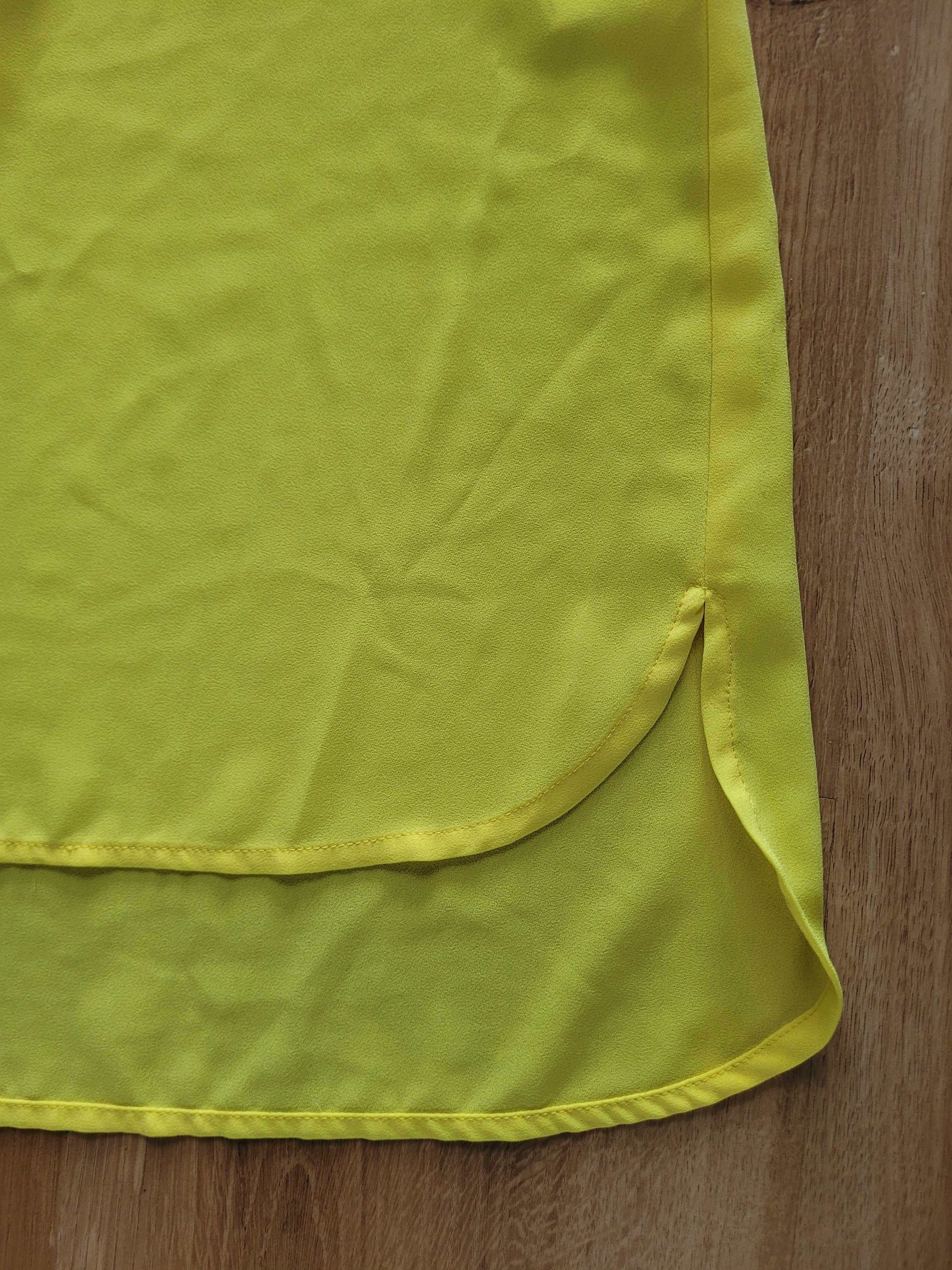 Koszula żółta rozpinana 38 M długa krótki rękaw tunika