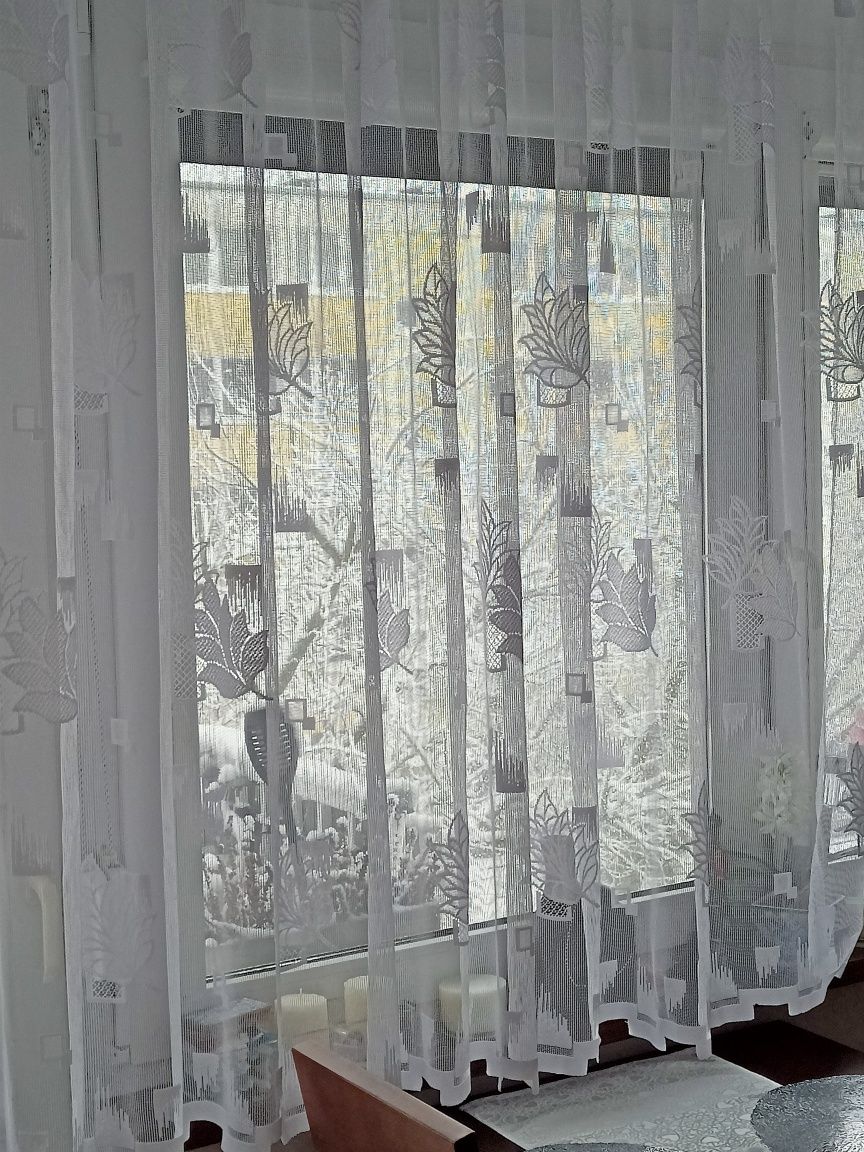 Wyprzedaż! Piękna duża 340 cm firanka uszyta na taśmie. Bez prasowania