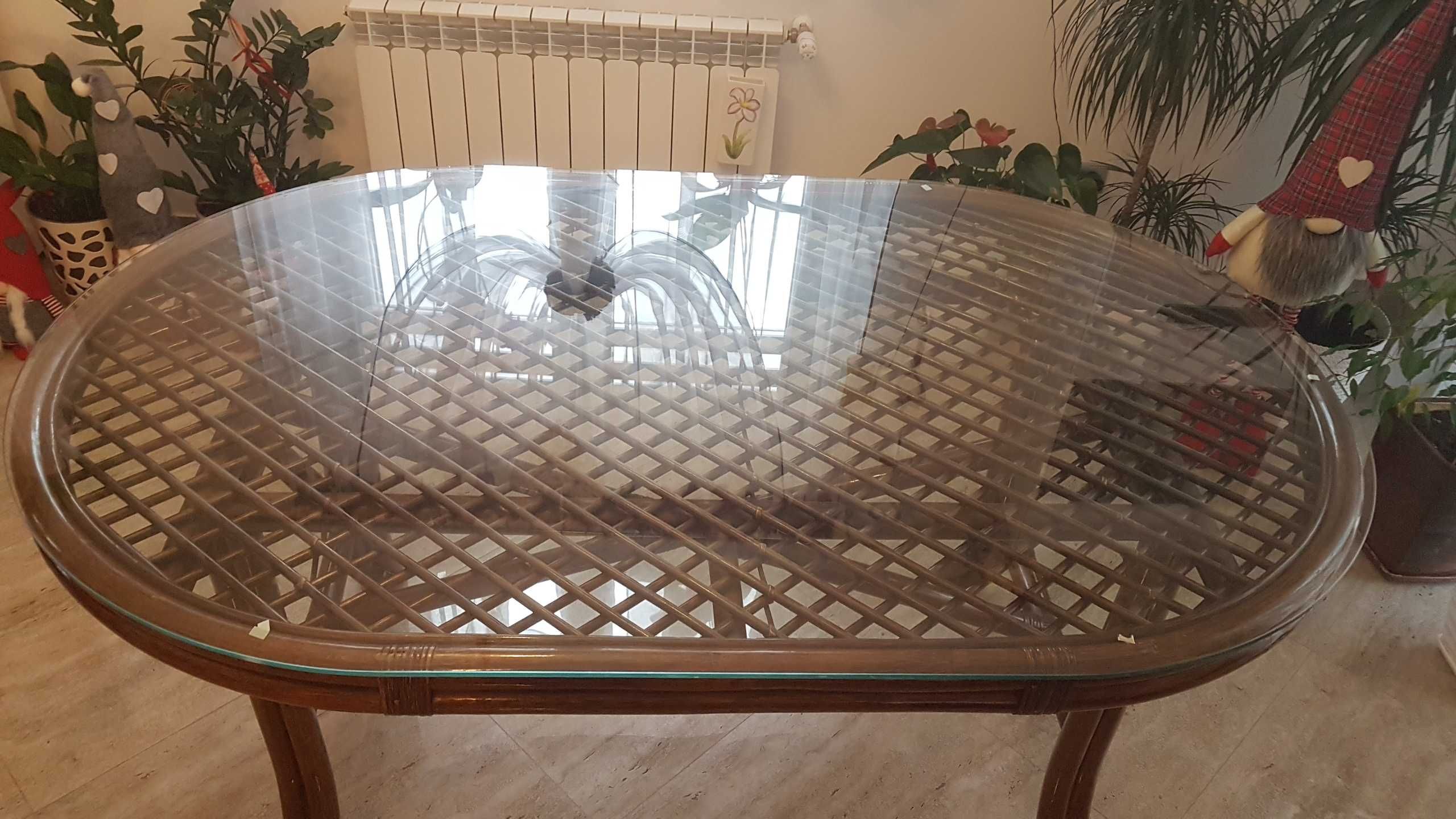 Duży stoł Rattanowy drewno-ratan