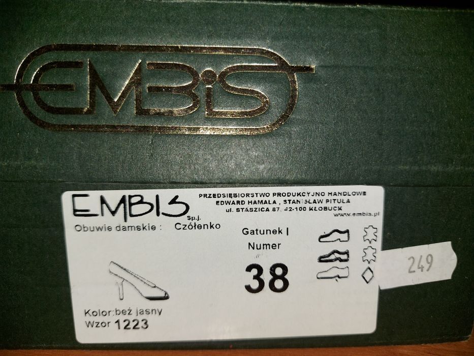 Skórzane czółenka polska marka EMBIS r. 38