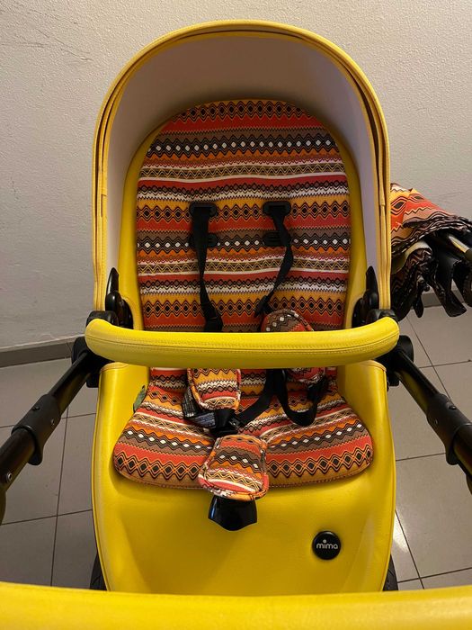 MimaXari Żółty wózek dziecięcy z wieloma akcesoriami *Limited Edition*
