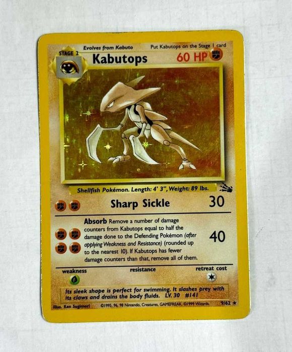 Kabutops Holo 9/62 Raro Fossil - Carta Original Pokémon TCG - ENG