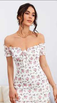 Nowa romantyczna sukienka M-L w kwiaty letnia midi SHEIN