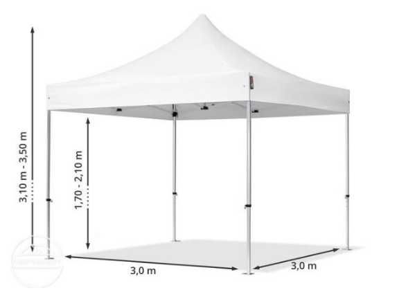 3x3 m Namiot Ekspresowy PROFESSIONAL Alu 40 mm, ze ścianami, biały