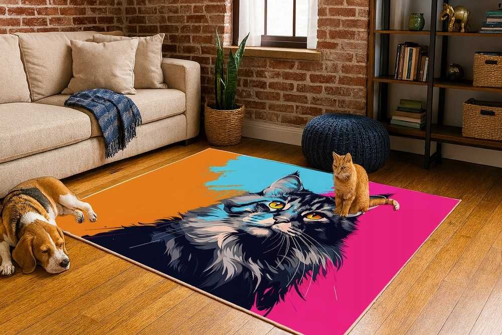 NOWY Dywan Kolorowy Villago MainCoon 3D 140x200 cm Do Pokoju