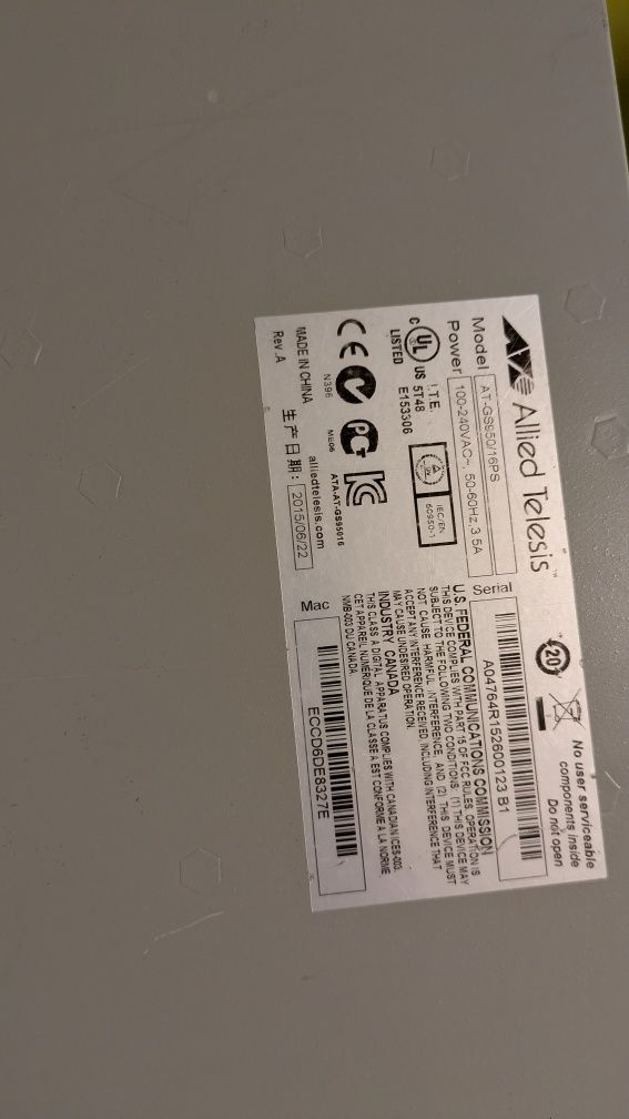 Switch zarządzalny L2 PoE+ Allied Telesis AT-GS950/16PS 16x1Gbps 2xSFP