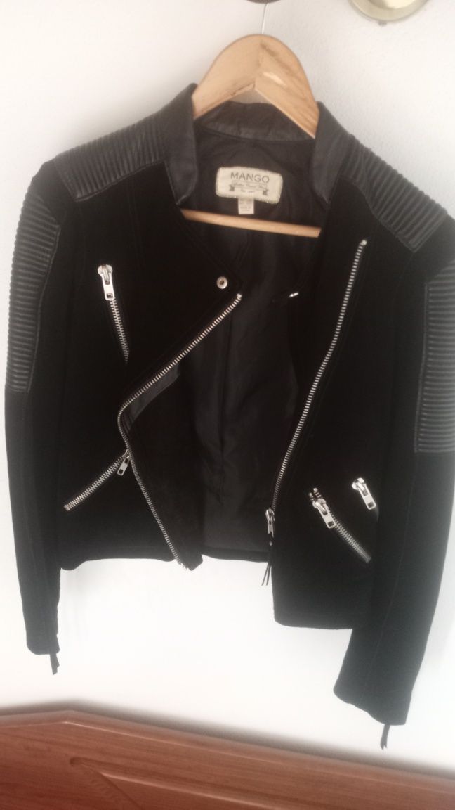 Casaco Biker genuin leather Mango