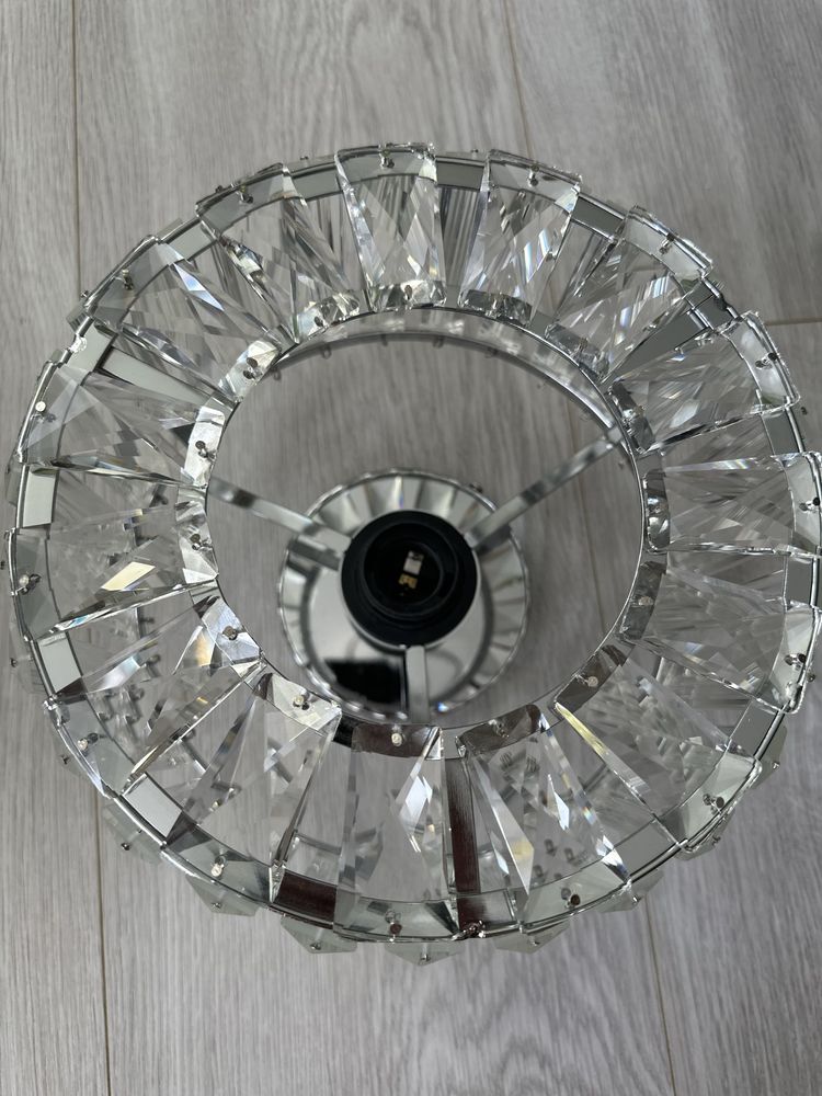 Srebrna Kryształowa Lampa Sufitowa Nowoczesna Okrągła 22cm