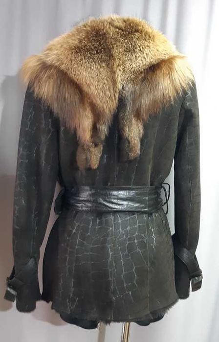 Дубленка женская воротник и опушка лиса Branco Pelle