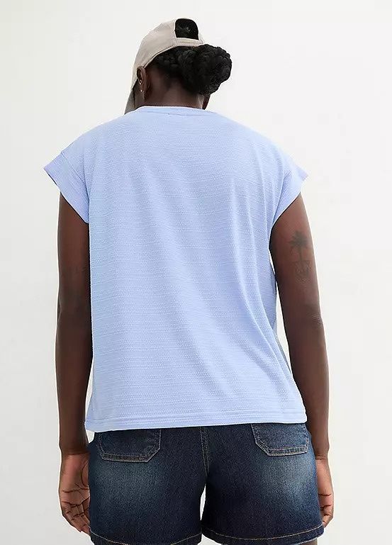 B.P.C. t-shirt damski niebieski ze wzorem strukturalnym ^40/42