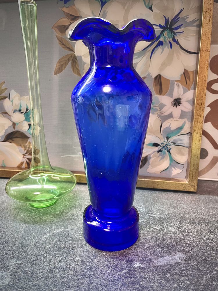 Вазы цветное стекло кобальт ваза Италия Рермания bohemia