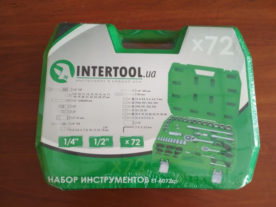 Набор инструмента, головок, ключи, Intertool 72 еденицы ET-6072SP