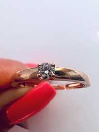 Классическое золотое кольцо с бриллиантом р. 17 красное золото 585пр