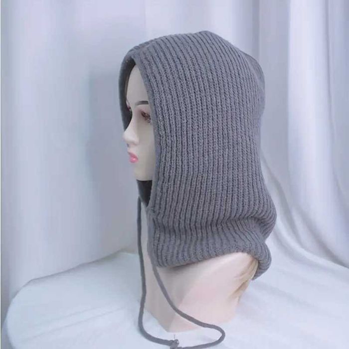 Damska Zimowa Ciepła Czapka i Szal Balaclava- ciemny szary