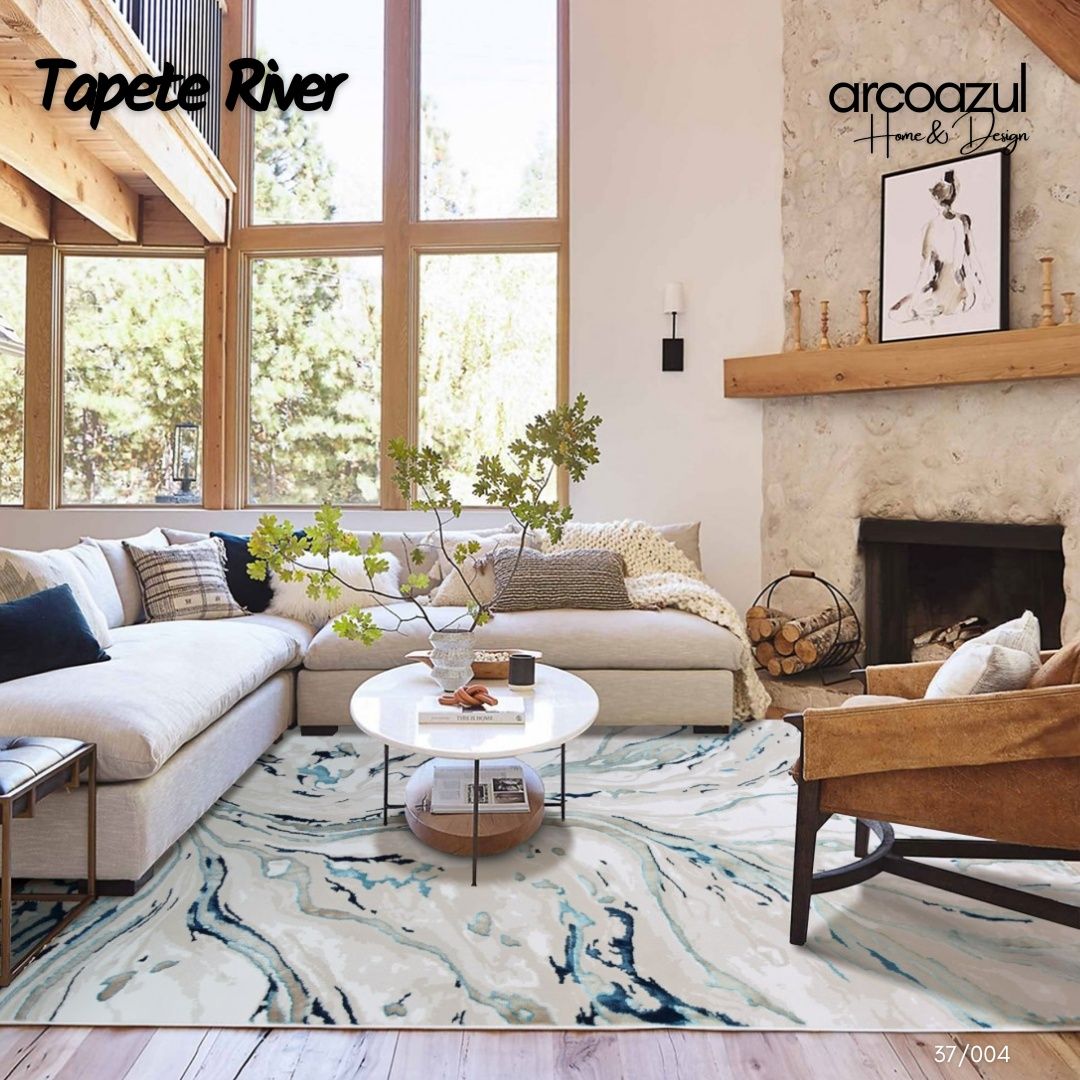 Tapete River Branco e dourado - 6 Modelos By By Arcoazul
