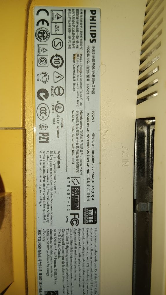 Monitor PC Phillips 190CW - oportunidade