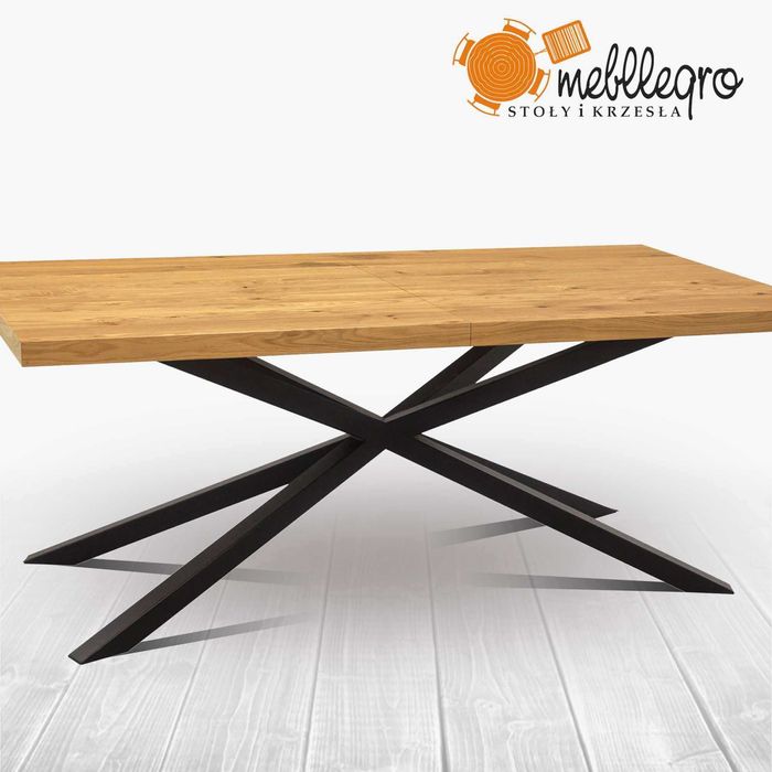 Rozkładany STÓŁ S24 PAJĄK z metalowymi nogami LOFTOWY 160/90 DO 240 CM