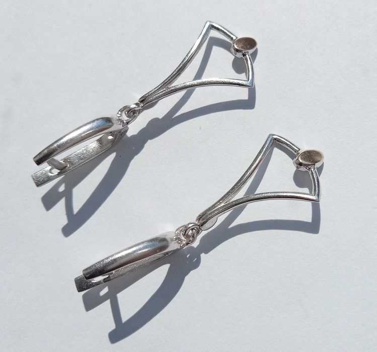 Вінтажні Сережки серьги срібло 925 проба, золоті вставки. Вінтаж