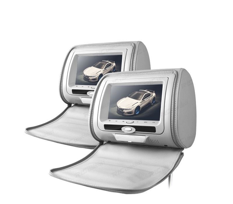 ENCOSTO DE CABEÇA MULTIMEDIA 7 PULGADAS HD USB SD COR EM CINZA