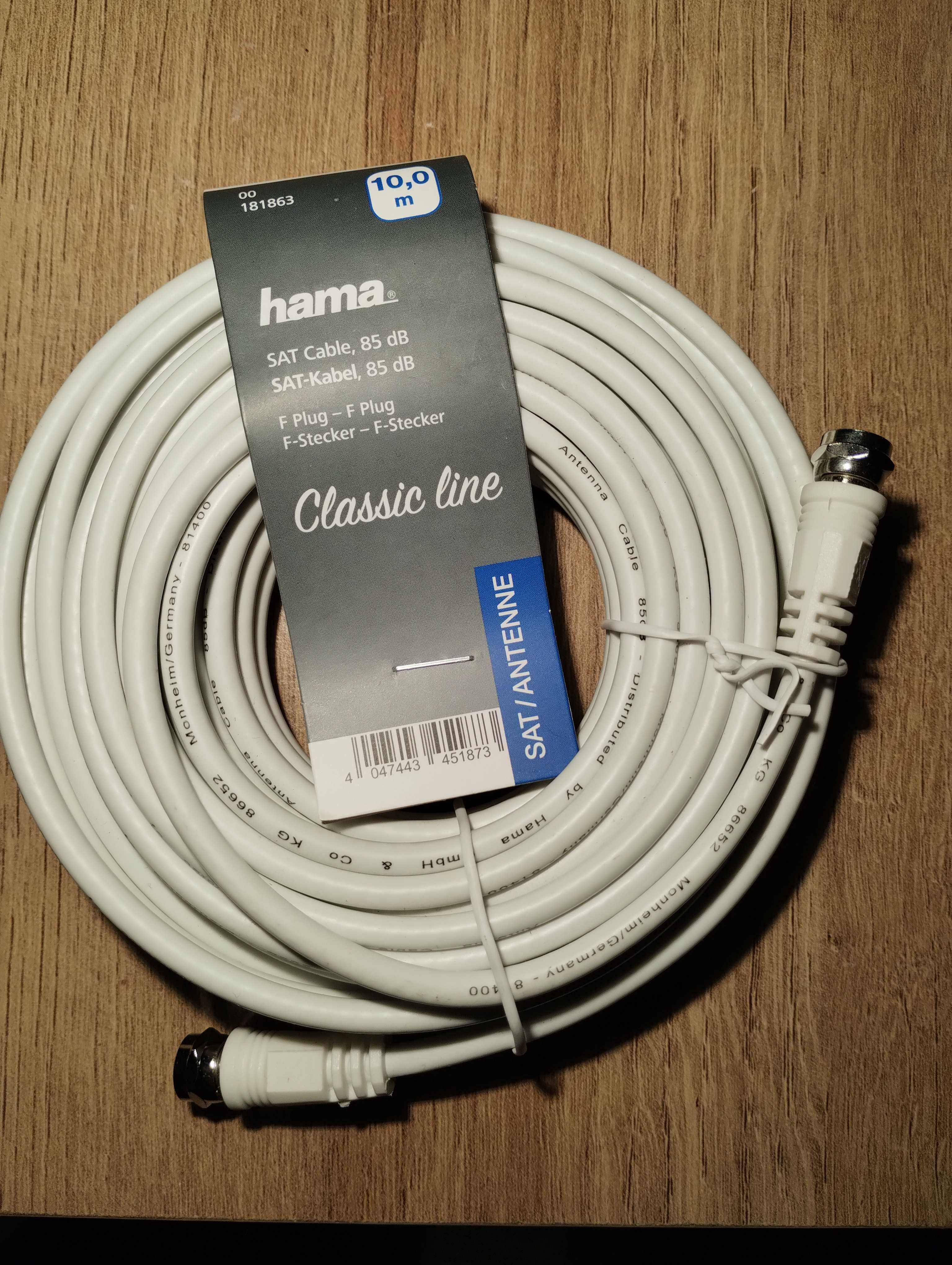 Kabel antenowy z końcówkami typ F 10 m HAMA SUPERCENA