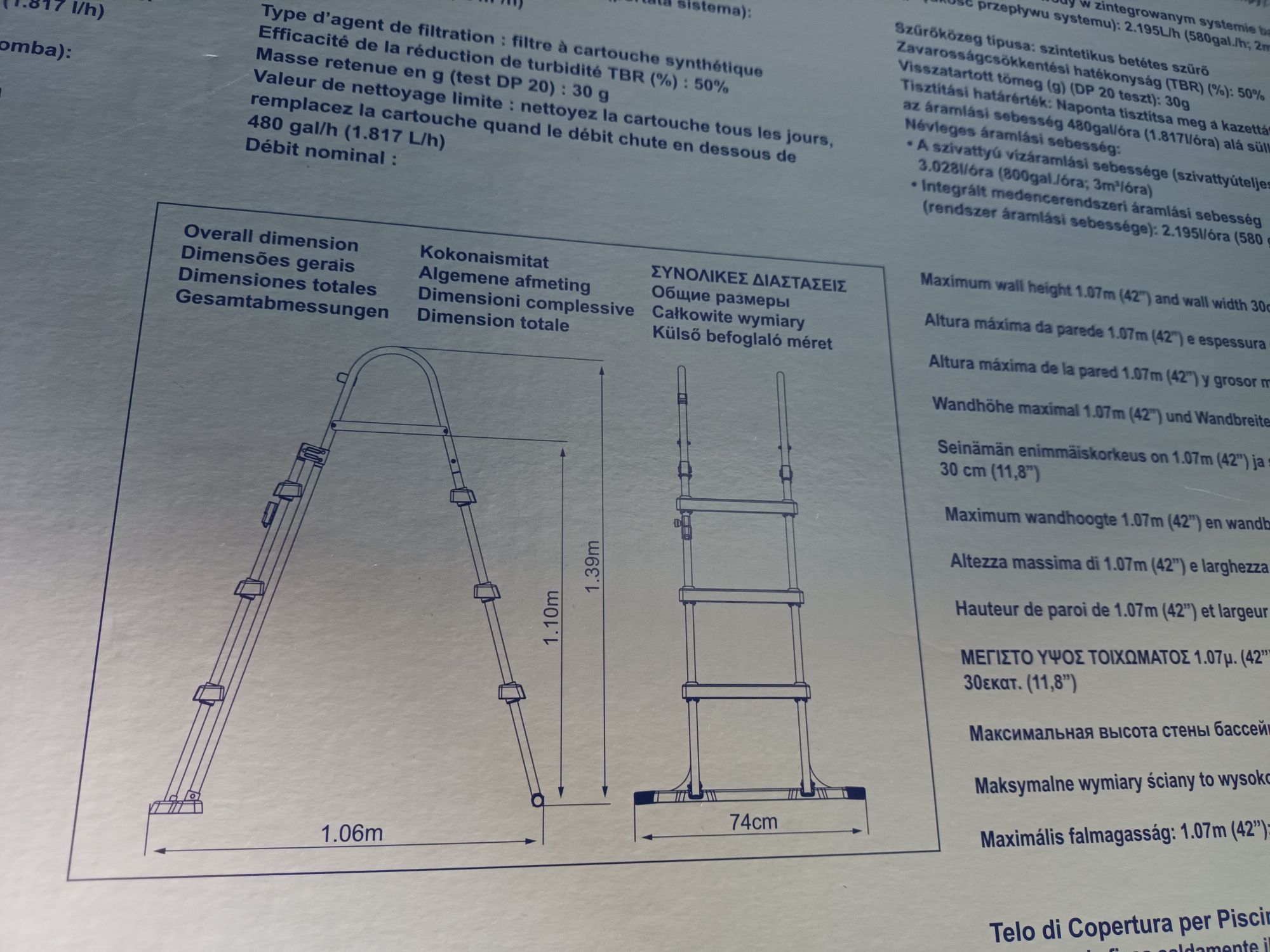 Drabinka  do basenu bestway lub innego  o wysokości  max 107 cm