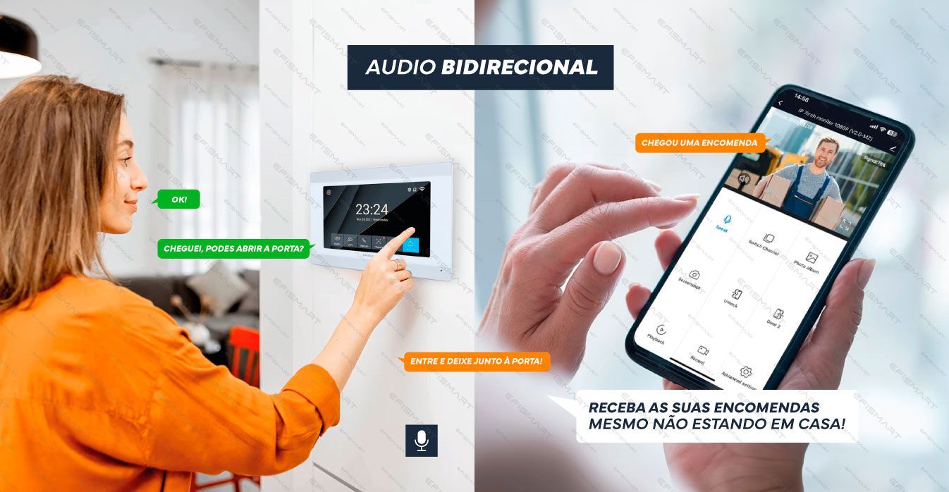 Vídeo Porteiro Monitor 7" WIFI |P. Ext. Teclado|Impr. Digital Efismart