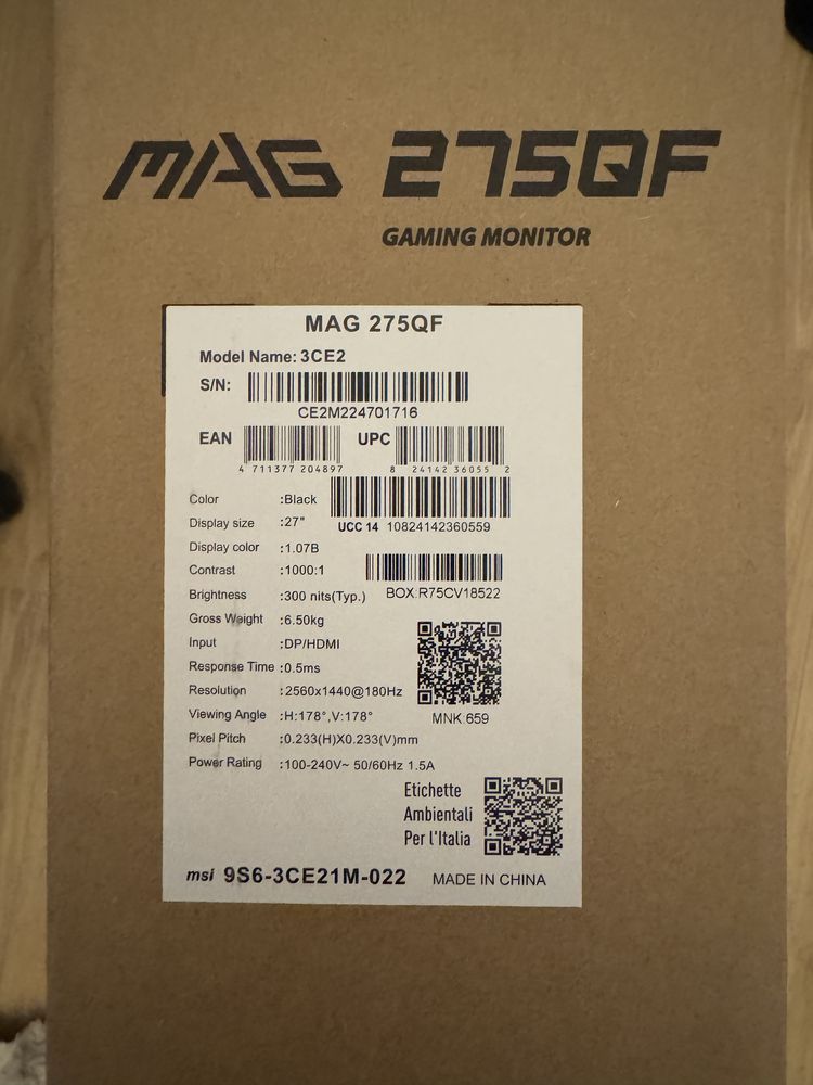 Monitor MSI MAG 275QF 2k