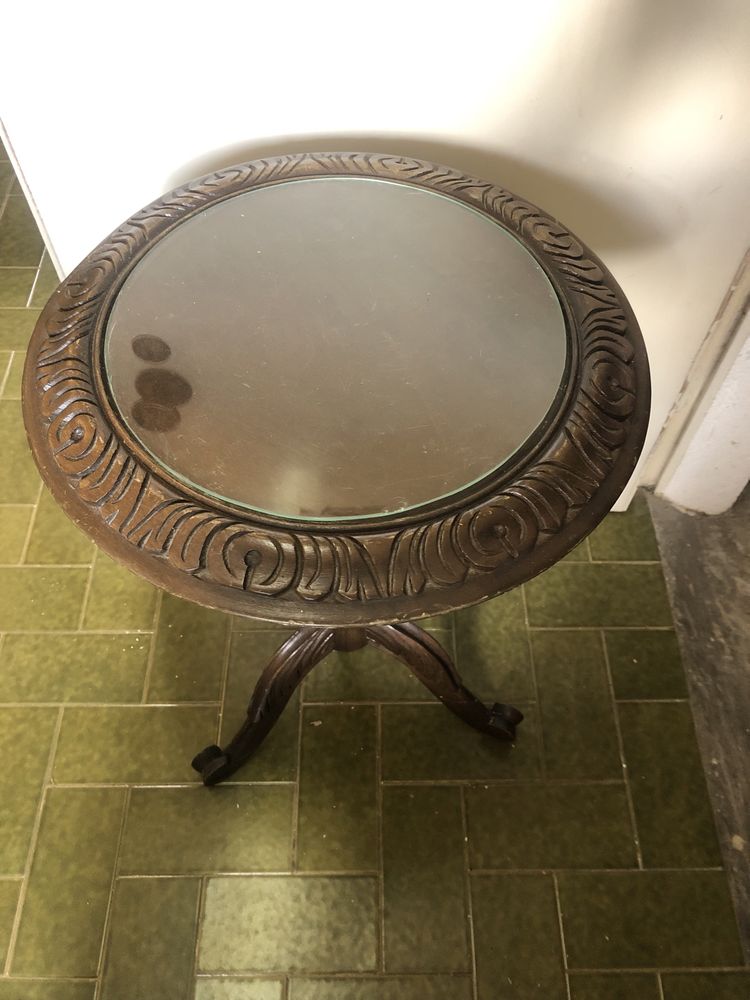 Mesa de pé de galo madeira maçica escura