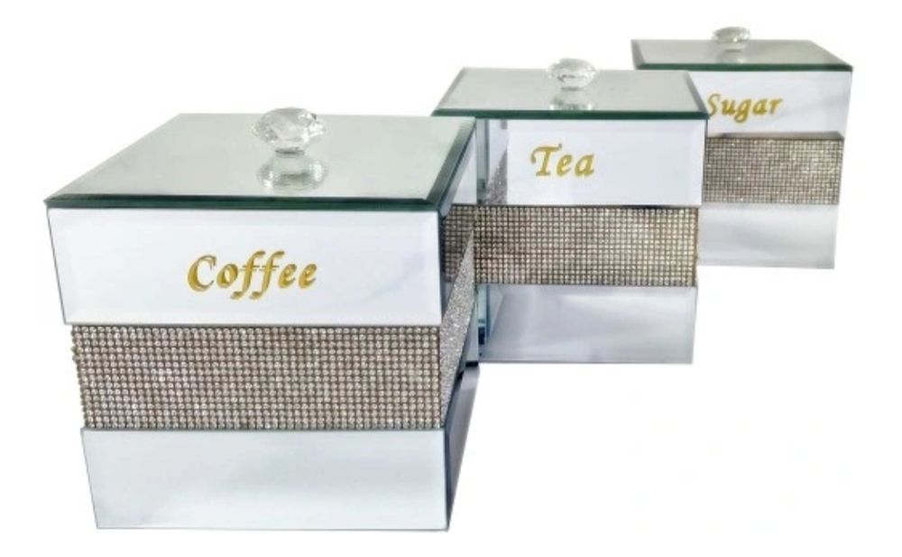 Pojemnik lustrzany kawa herbata cukier Glamour