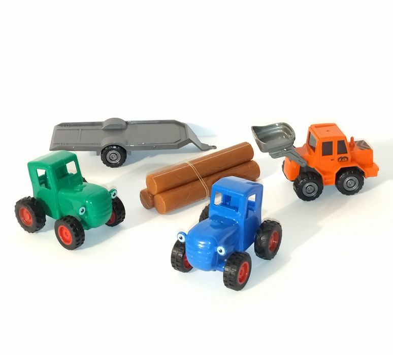 Набор "Синий трактор" с прицепом инерционные.