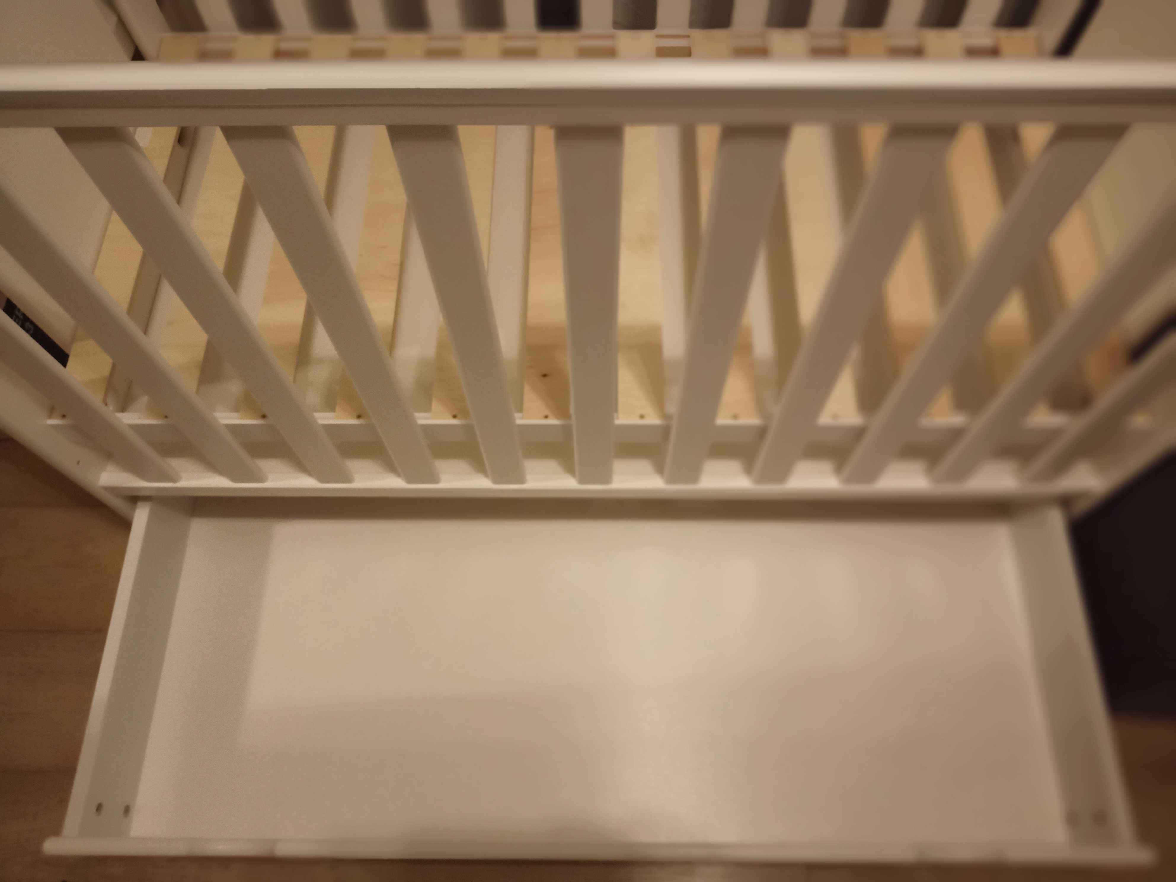 Łóżeczko/tapczanik drewniane z szufladą Aruś LILI 60 x 120 cm biały