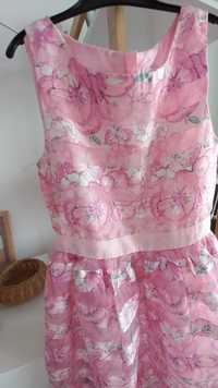 Sukienka dla dziewczynki Cool club różowa kwiaty r.146