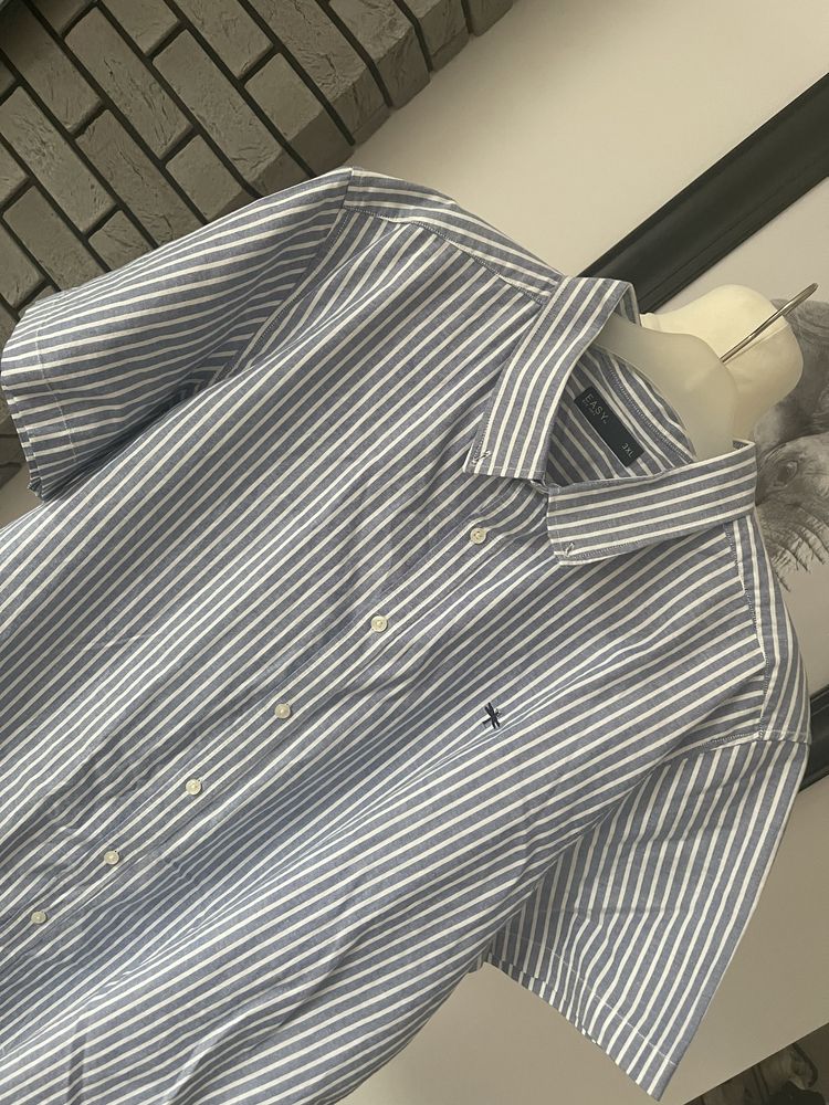 Koszula bawełniana niebieska w białe paski Matalan r.3XL