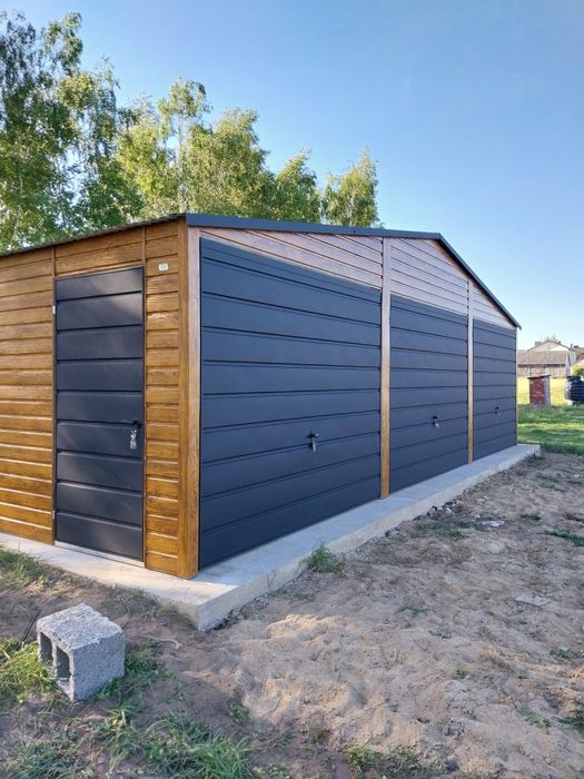 Garaż blaszany drewnopodobny konstrukcja profil zamknięty