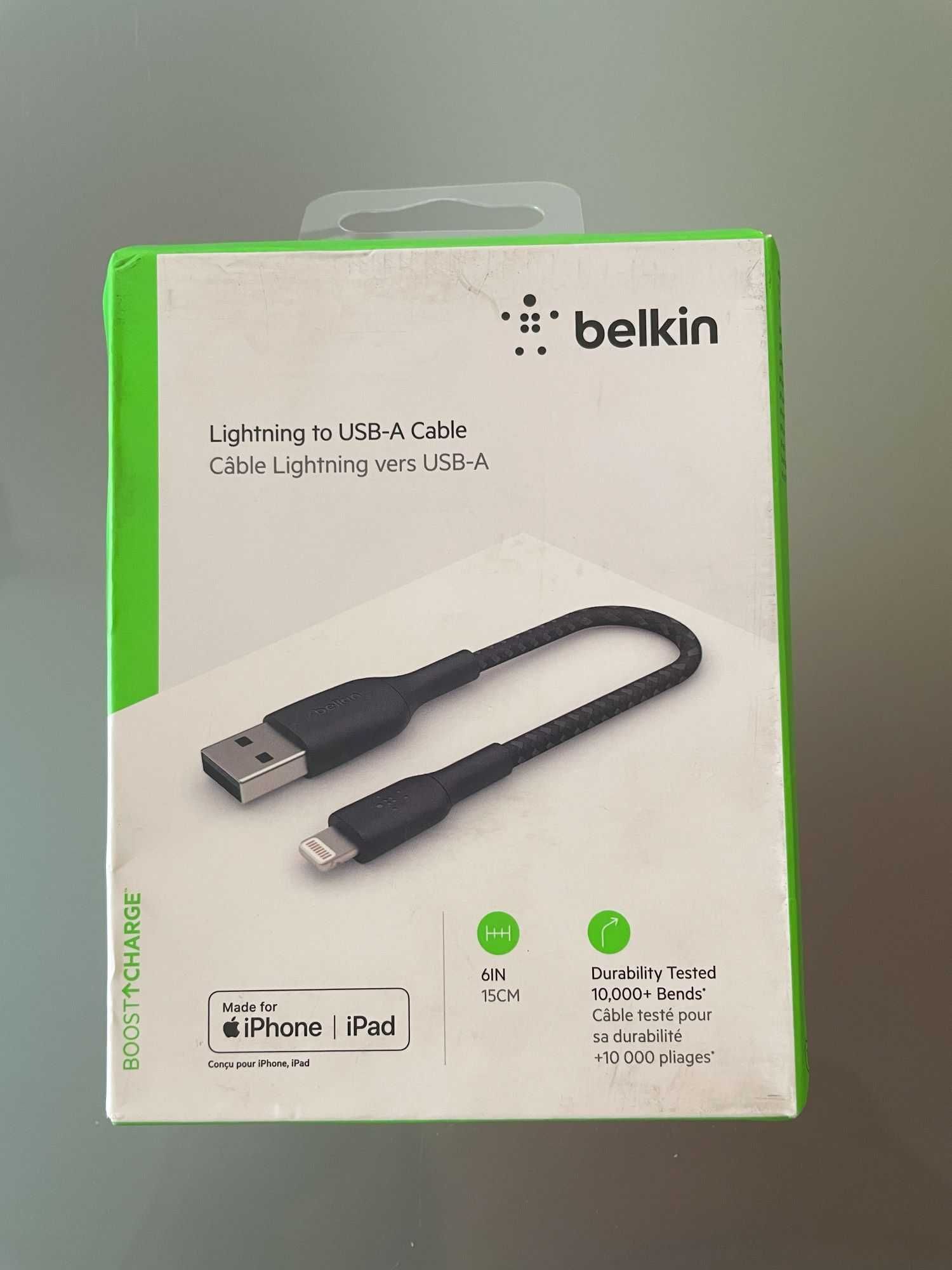 Cabo USB iPhone NOVO (Belkin, reforçado)