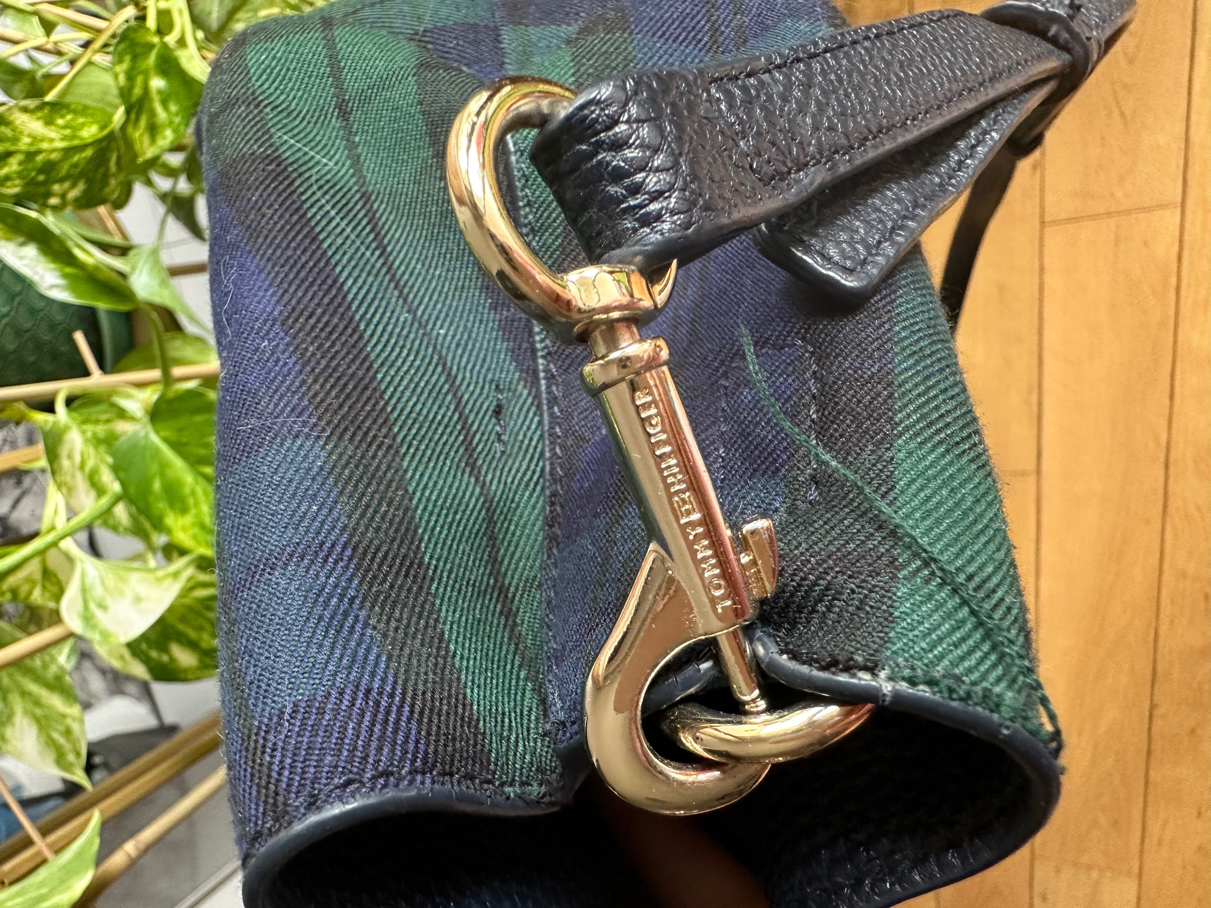 torebka torba Tommy Hilfiger miejska zielona granatowa w kratę