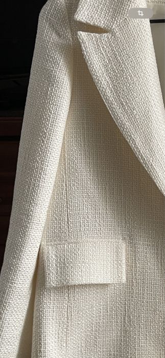 Піджак твідовий молочний,стан ідеальний,розмір С