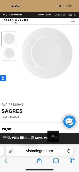 Conjunto 8 pratos rasos Sagres