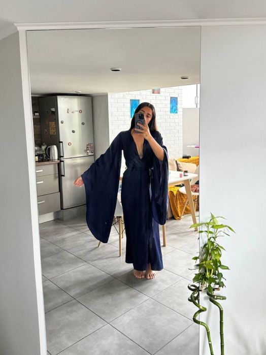 Халат шелковый кимоно