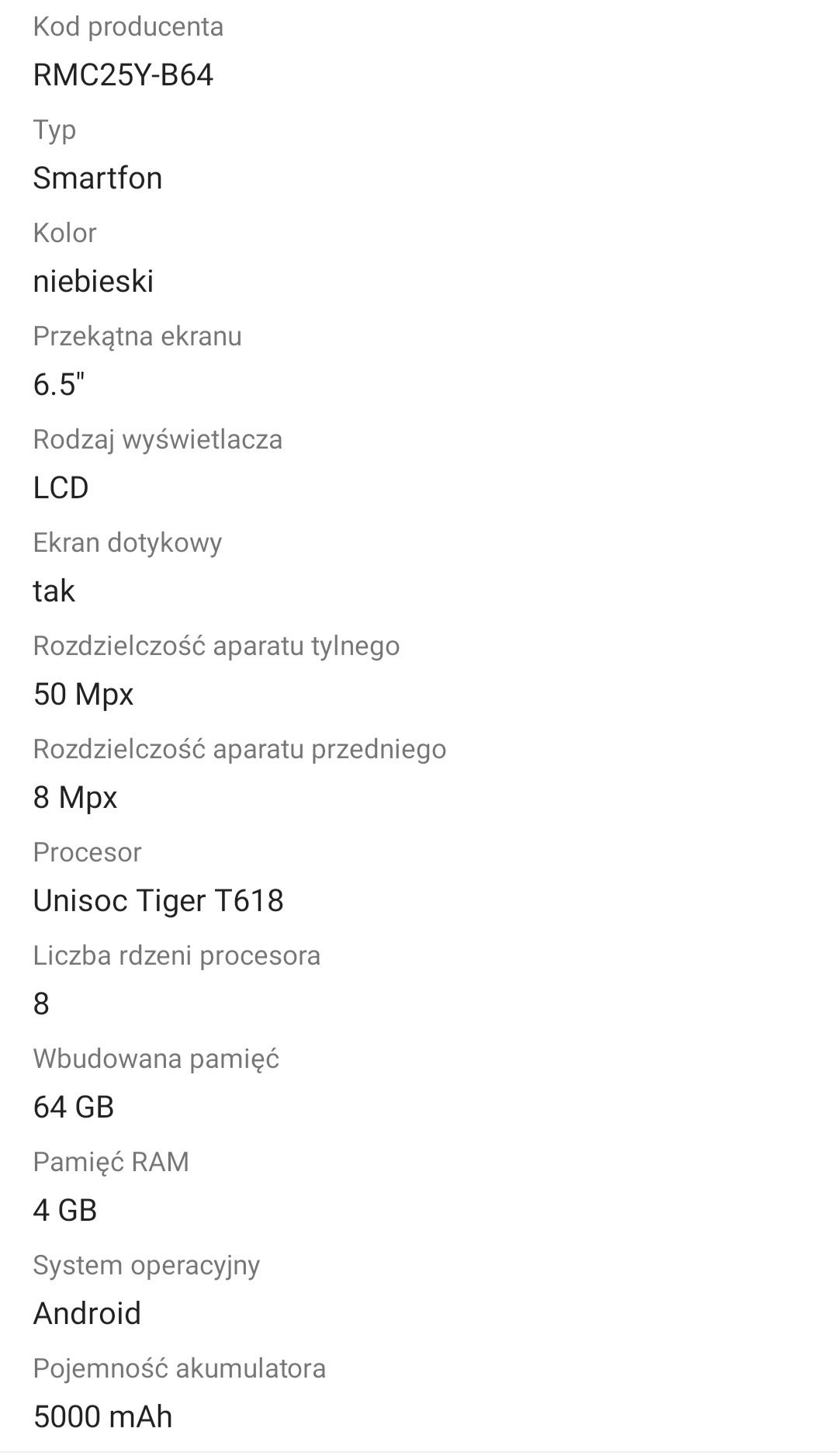 Smartfon Realme C 25Y 4/64 GB niebieski