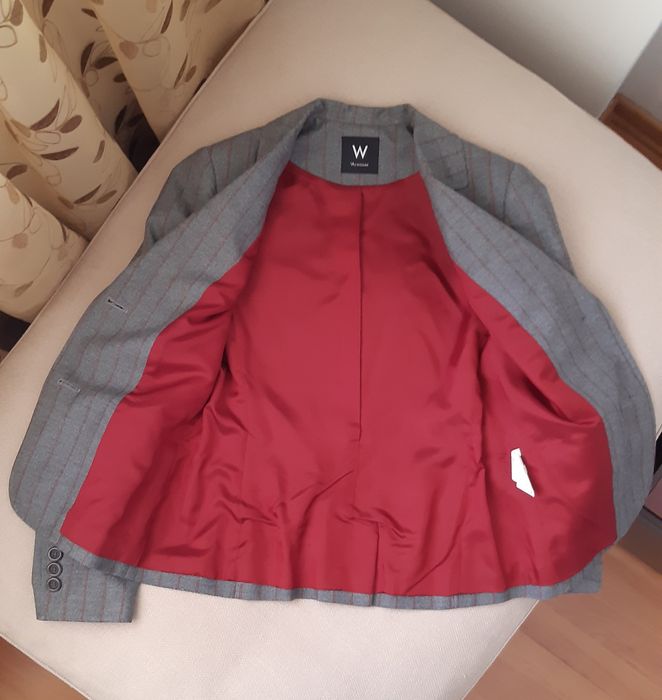 Blazer de mulher cinza com listas bordeaux 36 LANIDOR