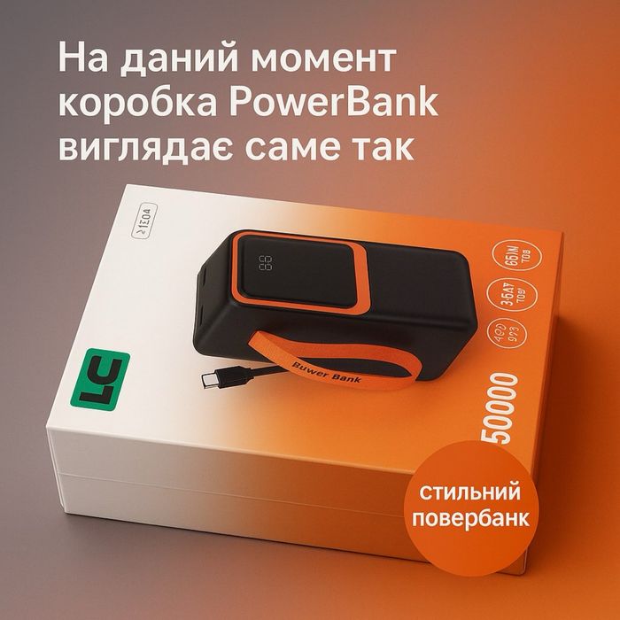 Power bank 50000 mah 66w 65Вт з фонариком для ноутбука, роутера