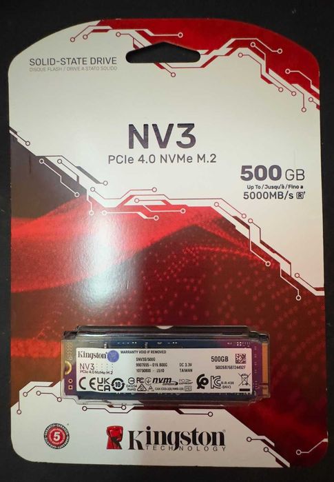 SSD диск Kingston NV3 500GB M.2 2280 NVMe PCIe 4.0 x4 3D NAND