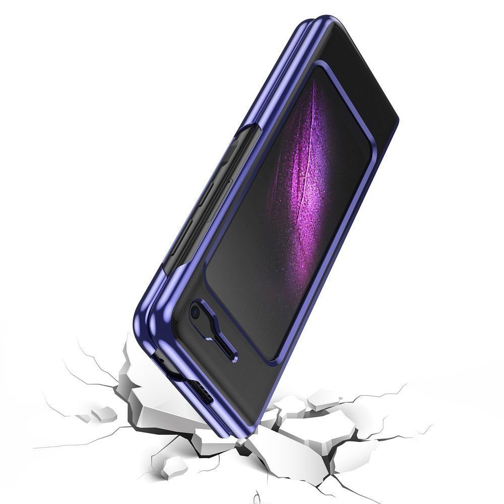 Etui z metaliczną ramką Plating Case do Samsung Galaxy Fold niebieski