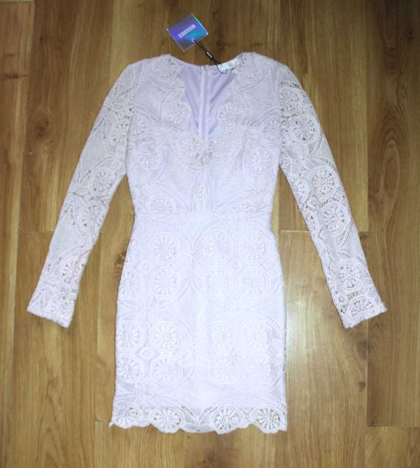 sukienka MISSGUIDED koronka koronkowa 34 xs 36 s fiolet róż fioletowa