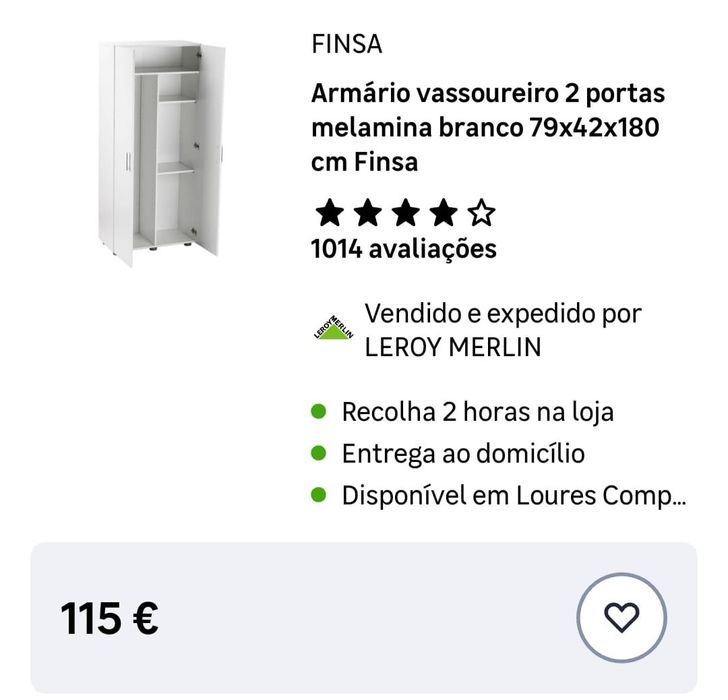 Armário vassoureiro - 79x42x180