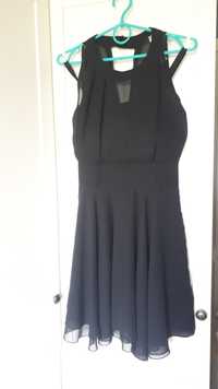 Sukienka mała czarna szyfonowa tiulowa